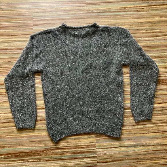 Jessica Silk Angora Knit Pullover Sweater Vintage Grey w/ Beaded Satin Applique - Picture 7 of 7